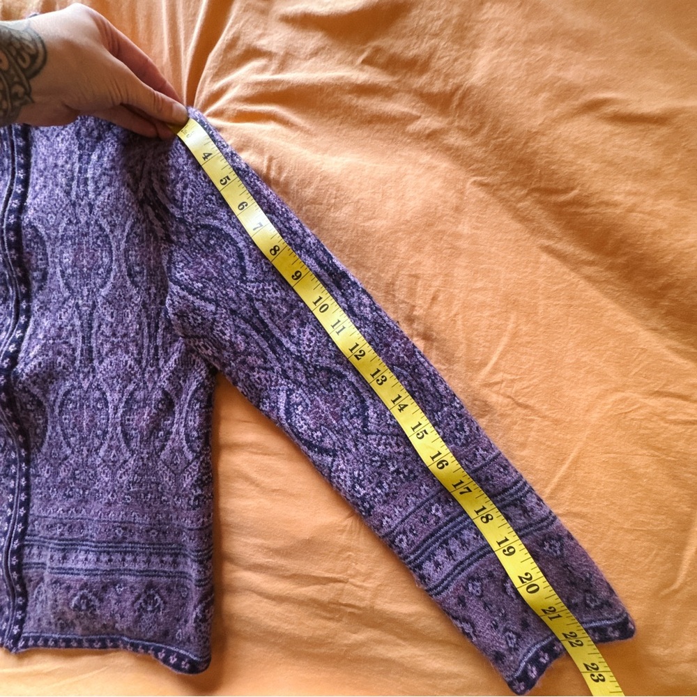 Pendleton Women's Full Zip 100% Merino Wool Lavender Cardigan - Size Medium - Picture 12 of 13